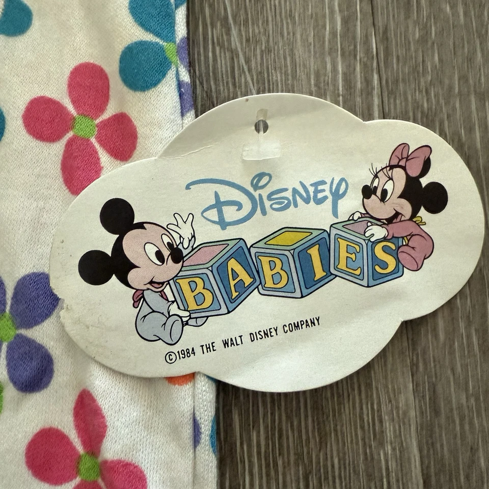 Top mameluco vintage de los 80 Baby Minnie ~ 0-6 meses Walt Disney bebés DEADSTOCK NUEVO CON ETIQUETAS Foto 2 de 4