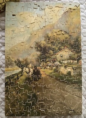 Vtg Antique Wooden Picture Puzzle in Orig Box - The Ship Shop Bob Armstrong