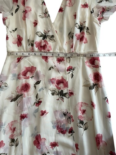 Lulus Cream Floral Print Short Sleeve Maxi Dress Long L Large - Bild 10 von 11