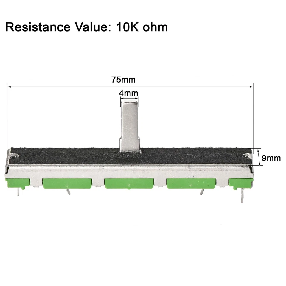 5Stk Fader Widerstände Mischer Linear Potentiometer Doppelkanal B10K Ohm 60mm - Bild 2 von 4