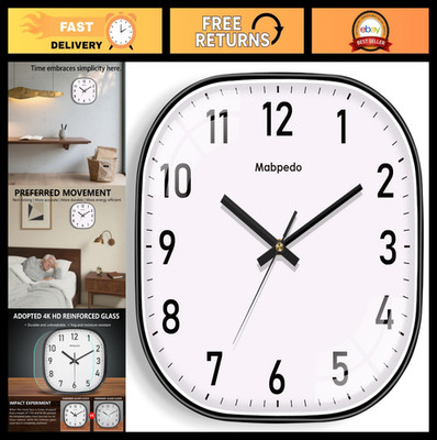 Silent Battery Operated Wall Clock - 12 Inch Non-Ticking Square Decor for Home,