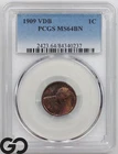 1909 VDB Lincoln Cent Wheat Penny PCGS MS 64 BN ** Some Red, Nice!