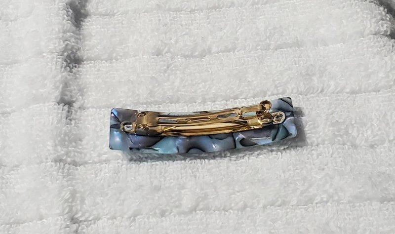 France Luxe S/M RECTANGLE BARRETTE Classic French clip blue - Image 4 of 4