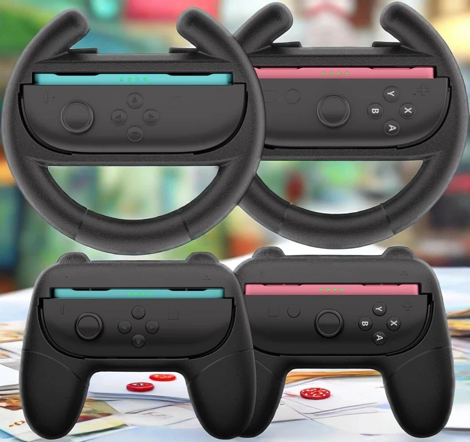 HEYSTOP Mario Kart Lenkrad für Nintendo Switch 2 - 4-in-1 Joy-Con Grip mit Griff-Hülle