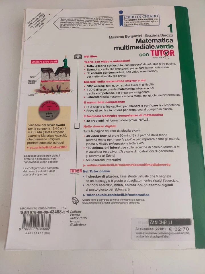 Matematica multimediale verde 1 ISBN 9788808434685 - Immagine 2 di 4