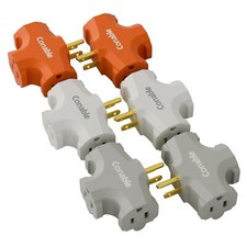 3-Outlet Adapter 3 Prong Plug Extender Heavy-Duty Grounded Power Tap 3 Way Sp...