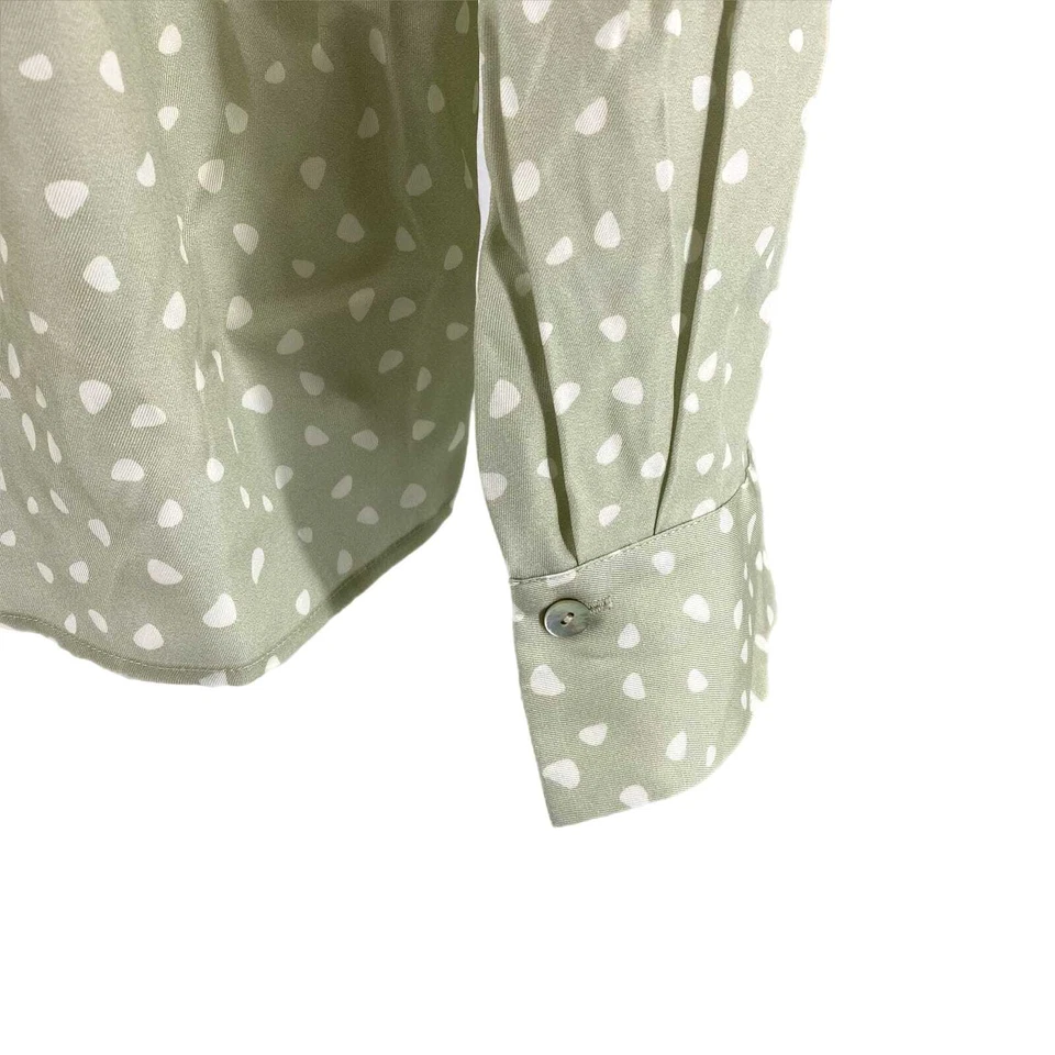 Vince Green and White Classic Wrap Blouse | Silk Material - Image 3 of 4