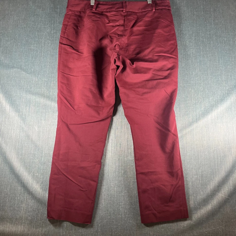 Pantalones de vestir Chaus New York para mujer talla 14 algodón borgoña elástico bolsillos cortados Foto 2 de 4