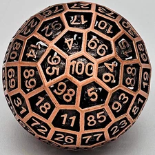 Hollow Metal Red Copper D100 DND Dice Polyhedral 100 Sided Dungeons Dragons RPG