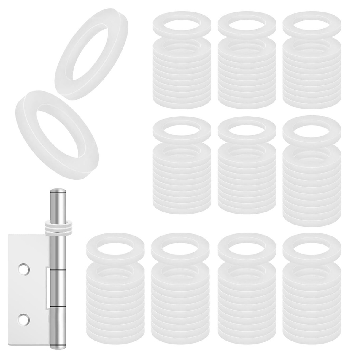 Rondelle Plastique Rondelle Nylon 10 mm x 15 mm Caoutchouc Rondelles pour Gonds de Porte Bague Paumelle 100 Pièces (1mm 50Pcs & 2mm50Pcs