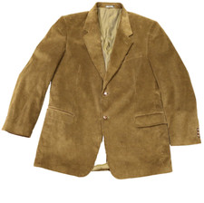 Calvin America Corduroy Sport Coat Blazer Lined Pockets Brown 44L