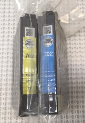 Epson 702 Color 1 Cyan + 1 Yellow OEM New Sealed Inks Factory Sealed No Box