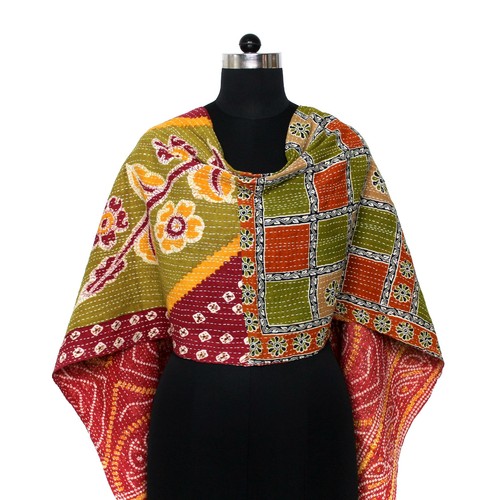Lot De 10 écharpes Kantha Vintage - Coton Fait Main, Motifs Floraux, 18x72 Pouces