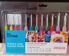 Crochet Hooks Kit 12 Extra Long Multiple Sizes Be Craftee