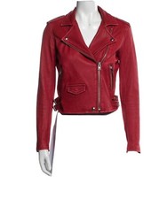New Iro Ashville Leather Moto Jacket, Red Sz40, M