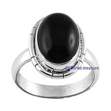 Natural Black Onyx Gemstone with 925 Sterling Silver Ring For women's 9058