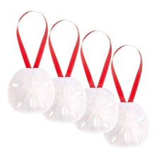 Sand Dollar Ornaments Natural Sand Dollars 3" with Red Ribbon Set of 4 ...