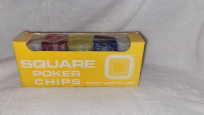 Vintage Square Sparkling Poker Chips New In Original Box The Won't