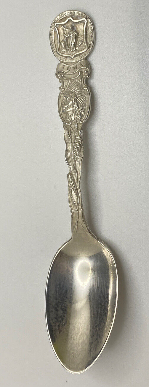 Iowa Liberties Indian Chief Corn Ears Lunt Sterling Silver 23.3g Souvenir Spoon