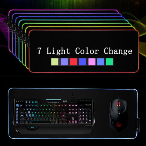 Gaming Mouse Pad RGB LED Light Computer Keyboard Mouse Mat XXL Extra Large Size - Picture 2 of 12