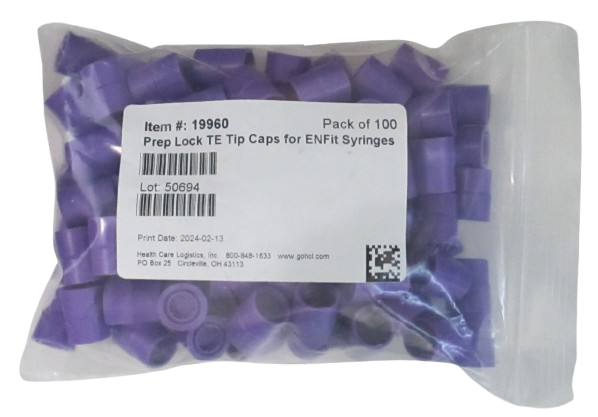 100 - Prep Lock TE (Tamper Evident) Tip Push-On Caps for ENFit Syringes ...