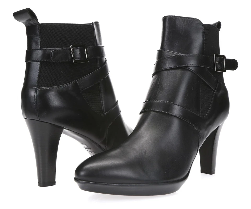 Aquatalia Mujer Cuero Negro Hebilla Tobillo Corto Botines Zapatos Talla 10 M Nuevo Foto 2 de 4