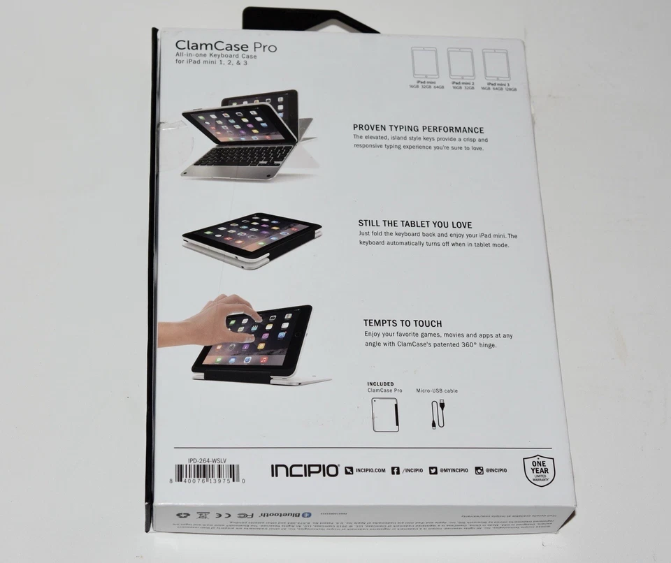Incipio ClamCase Pro Bluetooth Keyboard Case for Apple iPad Mini 1 Mini 2 Mini 3 - Image 4 of 4