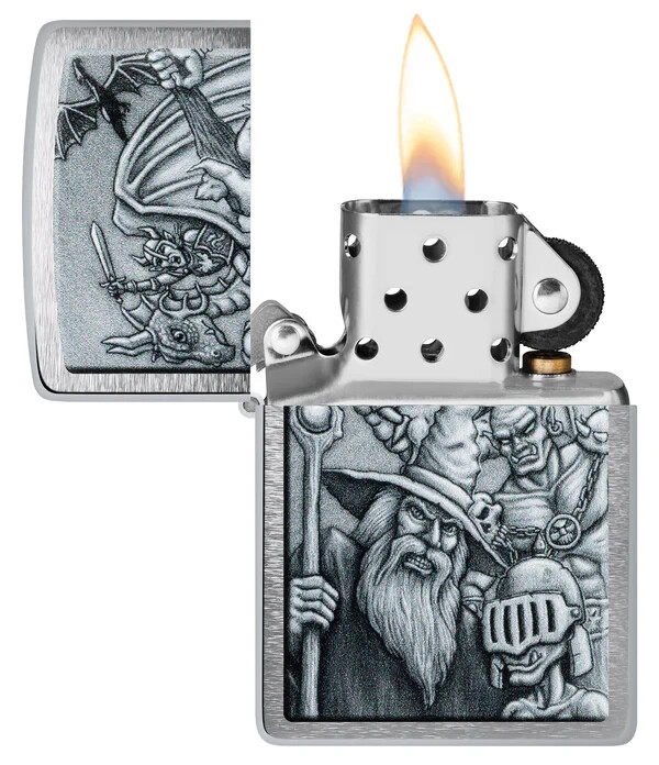 ZIPPO® LIGHTER ZIPPO Zippo 46579, Mystical Wizard Design, Brushed Chrome Finish Lighter