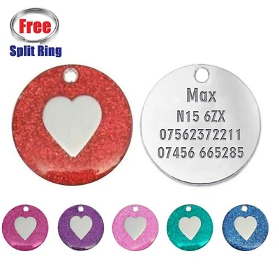 KREATESQUARE Engraved Dog Tag Personalised Cat ID Name Round Disc Tags Collar Phone Lost Pets