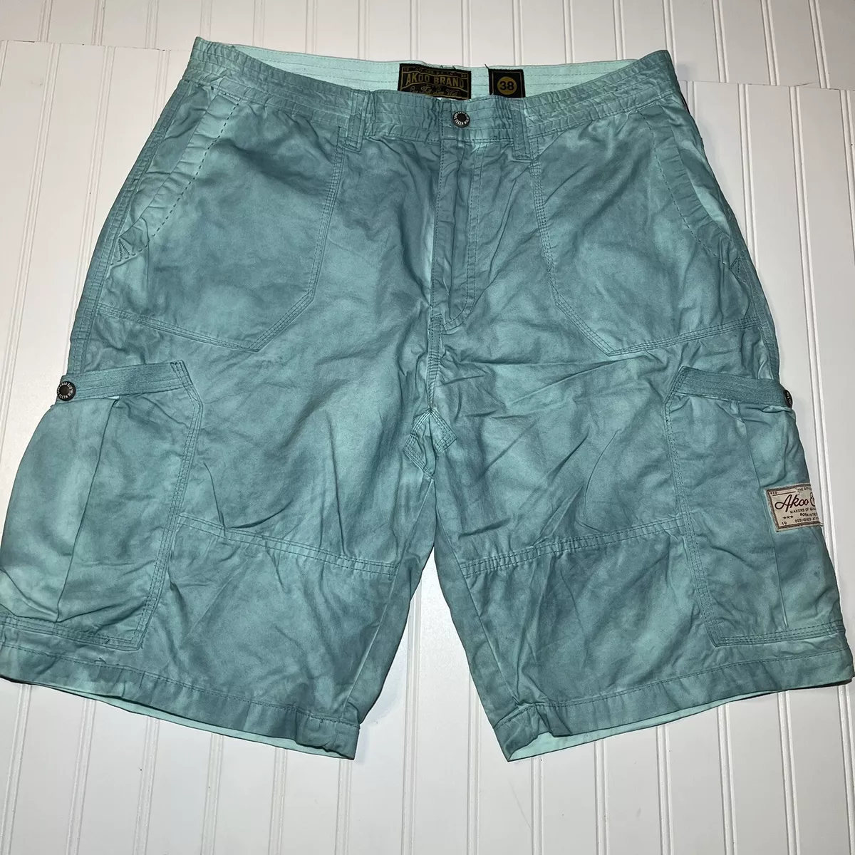 AKOO Brand Cargo Shorts Mens 38 Blue Rock Wash NWT Y2K Skate