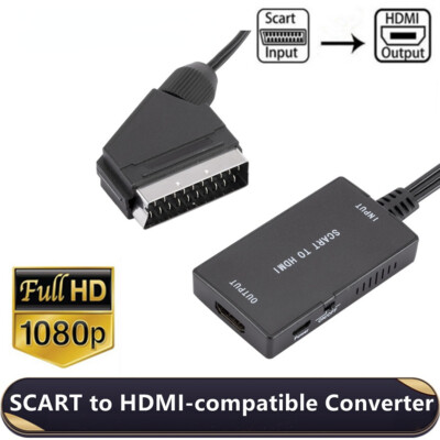HD 1080P SCART To HDMI Cable Converter Audio Video Adapter For TV DVD Box Signal