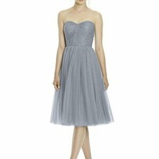 Jenny Yoo Gray Tulle Strapless Dress, , Size 16