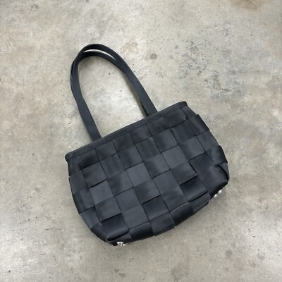 Harveys The Original Seatbelt Purse Tote Bag Shoulder Handbag Black Woven Small