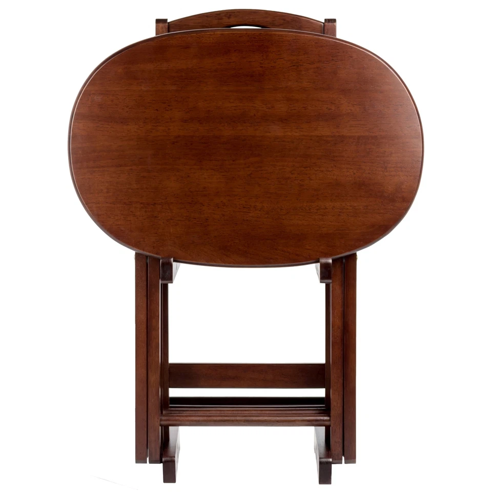 Winsome Wood Nathan Juego de Mesa de Aperitivo Ovalada de 5 Piezas Soporte de Almacenamiento de Capuchino Foto 2 de 4