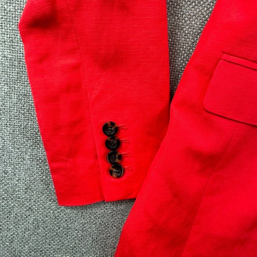 Blazer Ann Taylor para mujer talla 2 rojo rayón mezcla de lino ropa de trabajo elegante de negocios Foto 4 de 4