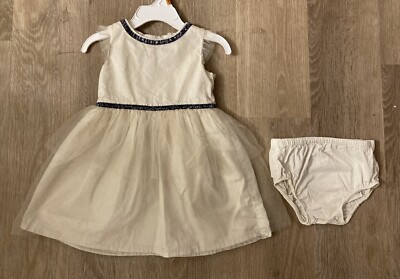 Carter s Girl s Size 18 Months Ivory Fancy Occasion Dress Set with Sequins Trim
