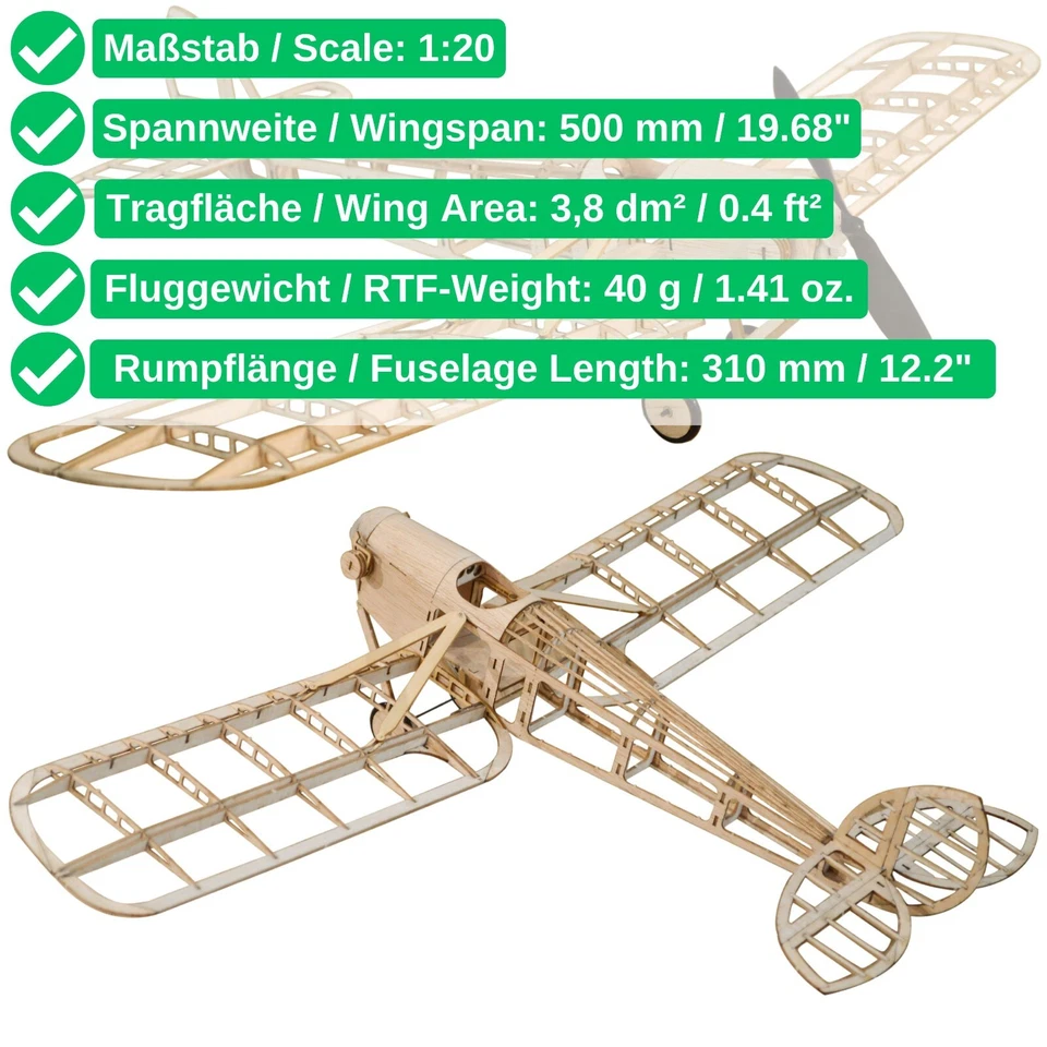 Humming Bird Slow Flyer KIT Flugzeugmodell Baukasten Micro Modellflugzeug Modell - Bild 2 von 4