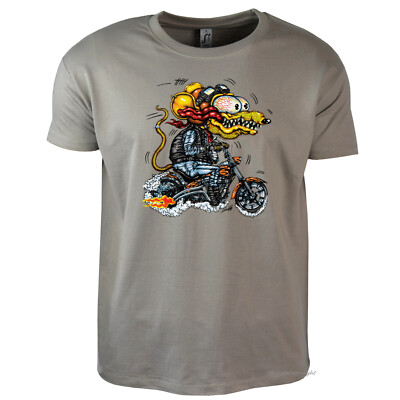 Motorrad Comic T-Shirt Biker Rat Graffiti Bikermotiv Zeichnung Weirdo  *1080