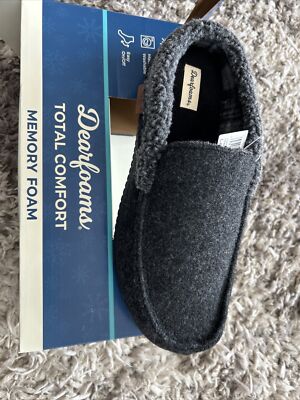 Dearfoams Men\'s Charcoal Gray Slip-On Slippers Size 9 (Medium) Dearfoams Men main image 4