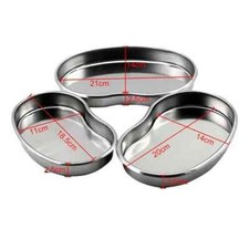 Dental Stainless Steel Surgical Shaped Curved Basin Kidney Dish Tray Plate 3Size