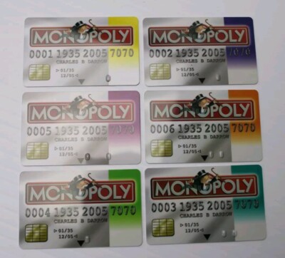 2005 Monopoly Electronic Banking Game Replacement Parts Banking 6 Debit Cards Pc