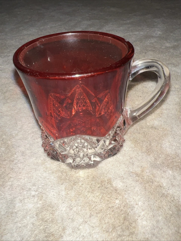 EAPG McKee & Brothers Ruby Stained Red Top Mug No. 139 AKA Heart Band - Image 3 of 3