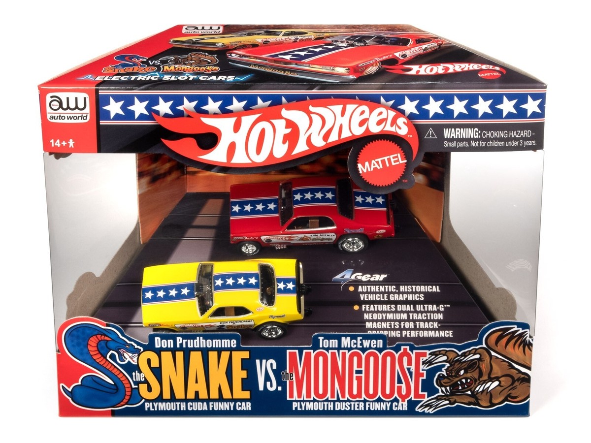 2台セットHOTWHEELS　 MONGOOSE FUNNY CAR NIB Autoworld Snake & Mongoose Hot Wheels 2 Pack HO 4 Gear