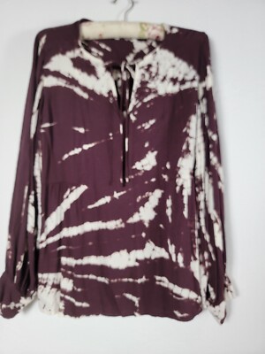 Young Fabulous & Broke Womens Balloon Sleeve Raisin Starburst Wash Top Medium