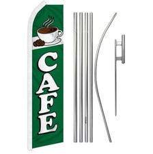 Cafe Advertising Swooper Feather Flutter Flag  Pole Kit Restaurant Food Drinks