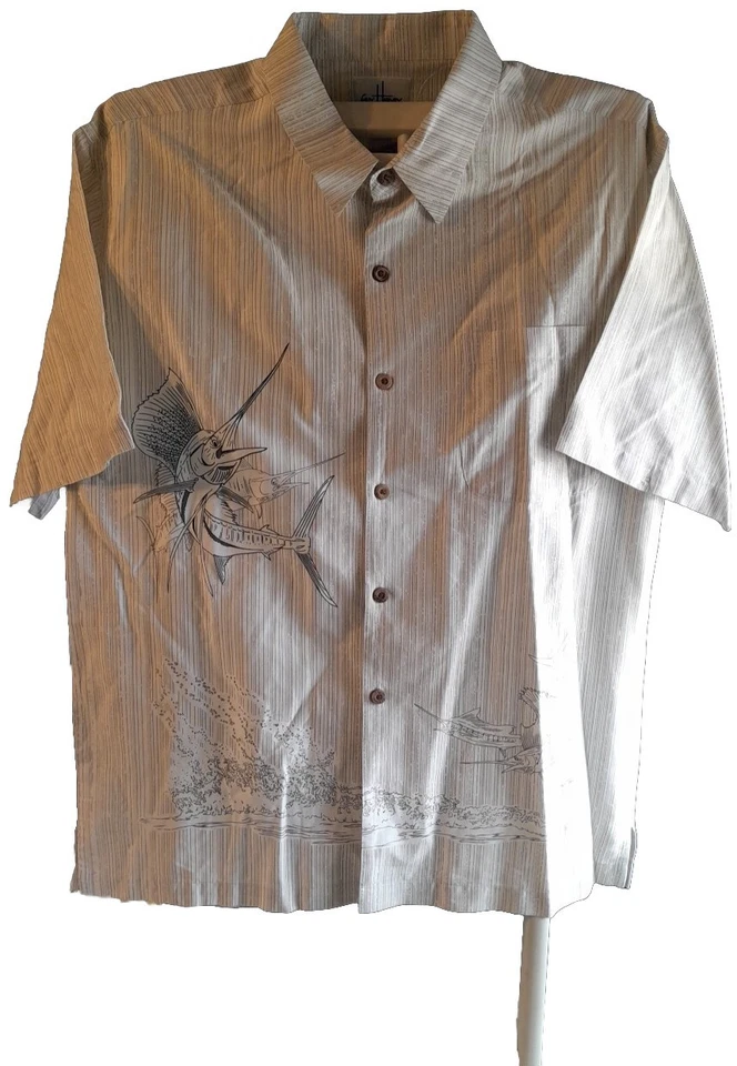 Camisa de Pesca Guy Harvey Bluewater L Camping Hawaiano Papá Exterior Ligera Foto 3 de 4