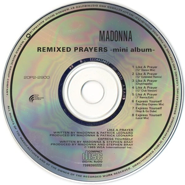 MADONNA CD Remixed Prayers AUSTRALIAN 8 TRACK Mini Album NEW and UNPLAYED - Image 3 of 4