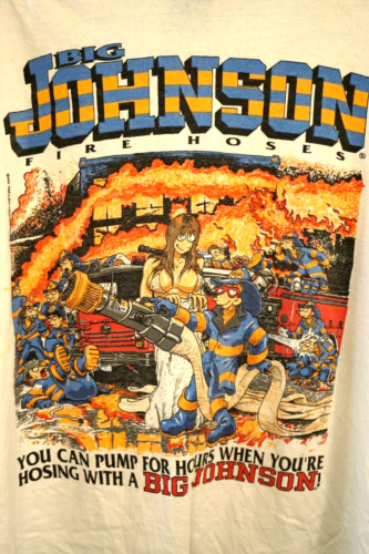 Vintage Big Johnson T Shirt XXL White Humor Firefi
