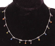 ZAD Chain Link Necklace-w/ Beads-13.5"-Jewelry-Multi Color-Ring Clasp