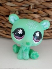 LITTLEST PETSHOP LPS #794 BIS HASBRO BEAR POLAR BEAR GREEN EYES PURPLE FLOWERS
